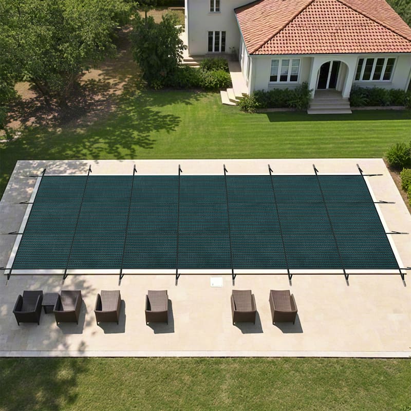 20x40ft Swimming Pool Cover,Triple Stitched High Strength Mesh - Green