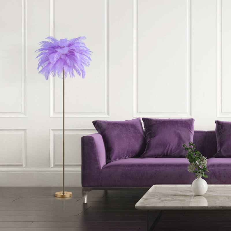 63 Inch Feather Tripod Floor Lamp With Bulbs