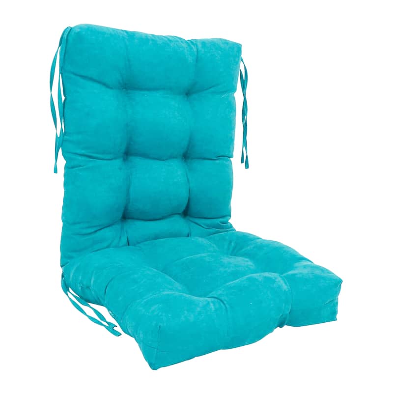 Multi-section Tufted Indoor Microsuede Seat/Back Chair Cushion (Multiple Sizes) - 18 x 38 - Aqua Blue