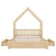 preview thumbnail 9 of 24, Wood Queen Size House Platform Bed with Guardrail and 2 Drawers