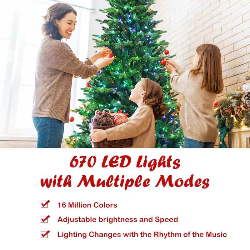 Gymax 6/7/8 FT Pre-lit Artificial Christmas Tree w/ APP Control & 15