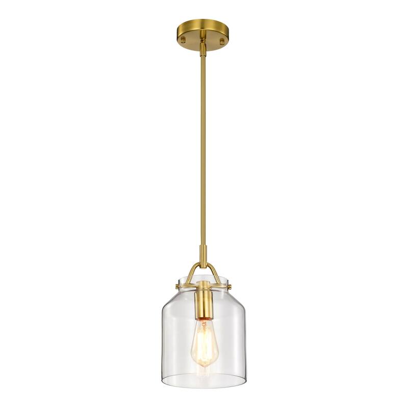 Magno Brass Pendant Light with Clear Glass Lantern Shade - Brass-Clear