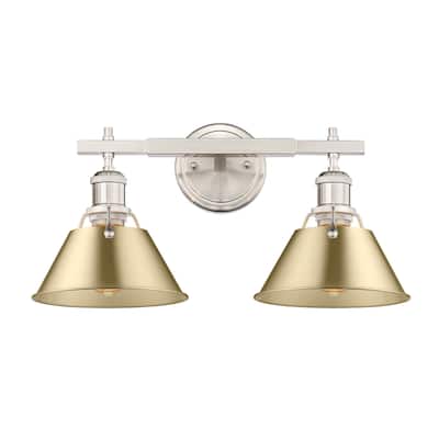 Orwell 2-Light Vanity Light in Pewter with Brushed Champagne Bronze - Silver