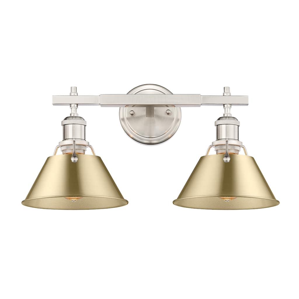 Orwell 2-Light Vanity Light in Pewter with Brushed Champagne Bronze - Silver