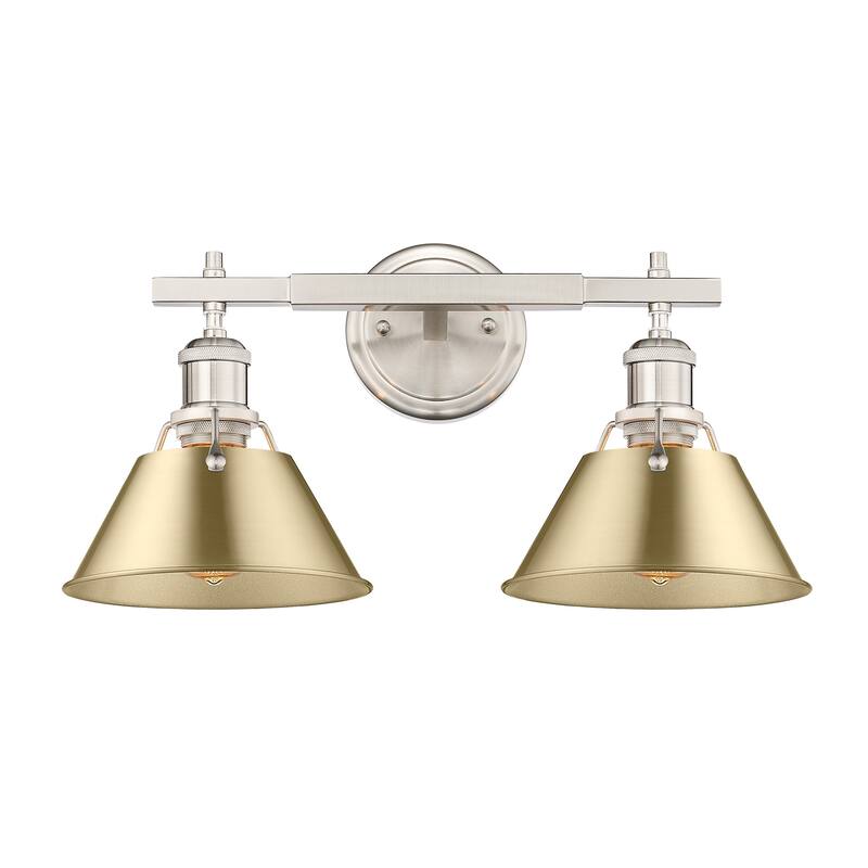 Yep by Golden Lighting Orwell 2-light Vanity in Pewter and Brushed Champagne Brass shade - Silver