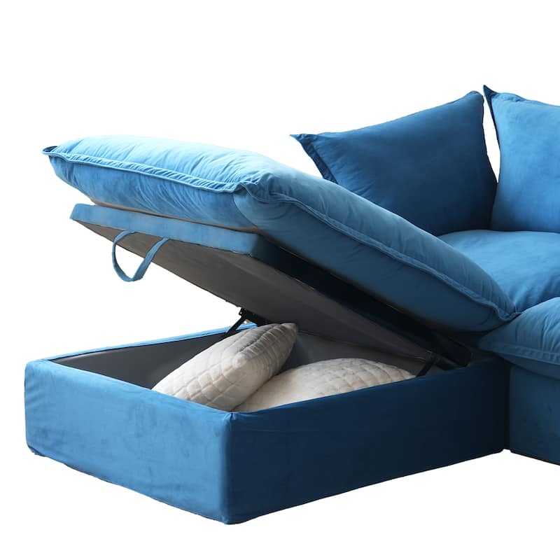 Velvet Loveseat Sofa with Ottoman for Living Room Apartment