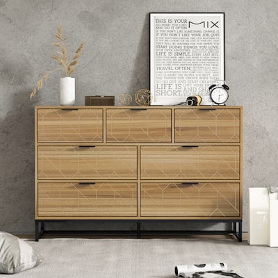Modern 7 Drawer Dresser Wood Cabinet