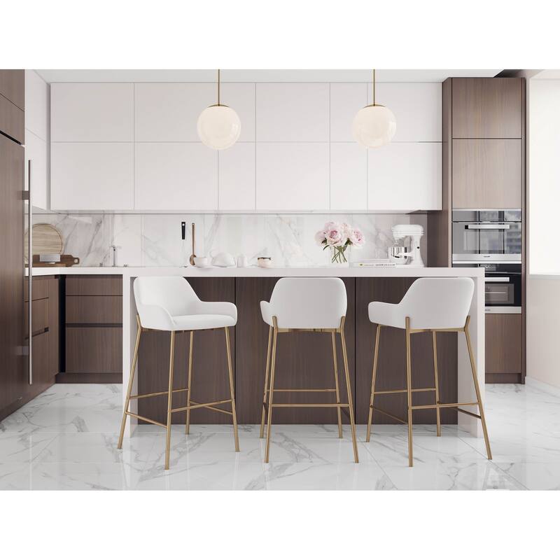 Silver Orchid Galotti Gold Fixed-Height Upholstered Bar Stool - Set of 2