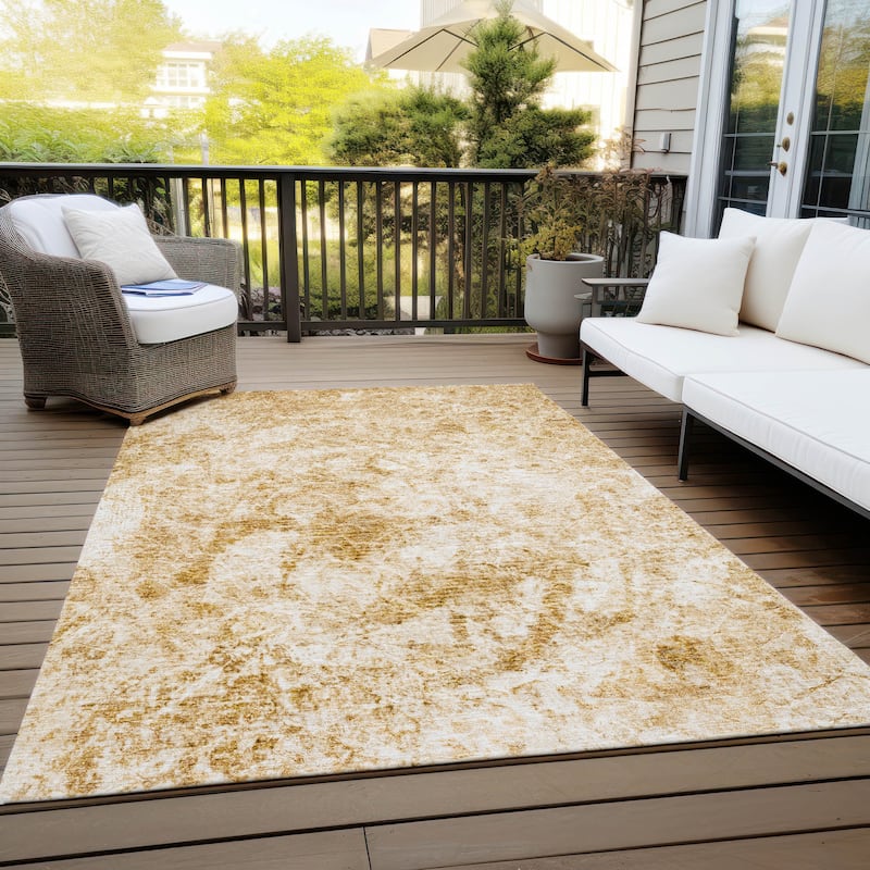 Machine Washable Indoor/ Outdoor Abstract Solid Chantille Rug - 3' x 5' - Beige