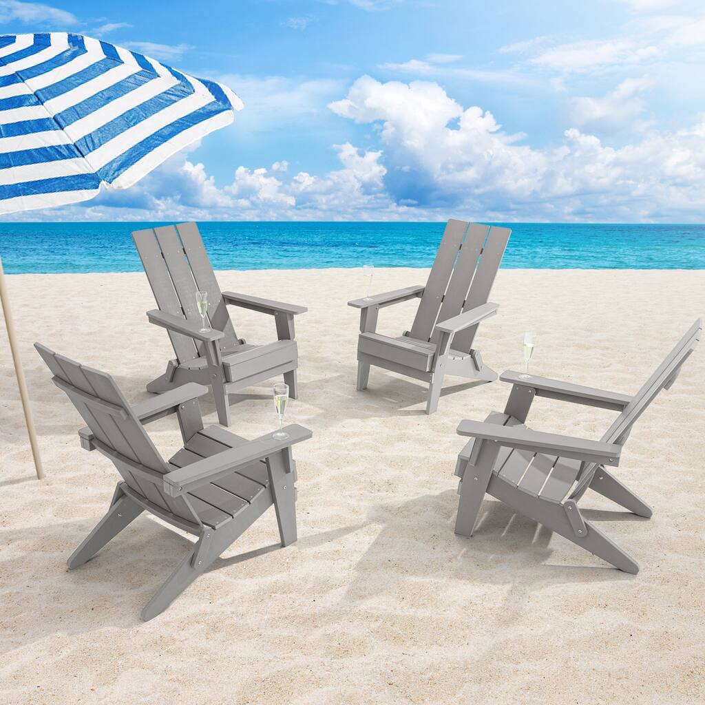 BONOSUKI Foldable Adirondack Chair,Waterproof Outdoor Patio Chair-Set of 4