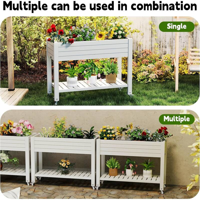 Elevated Horticulture Raised Garden Bed, Divisible Raised Resin Planter Box for Backyard, Patio, Balcony