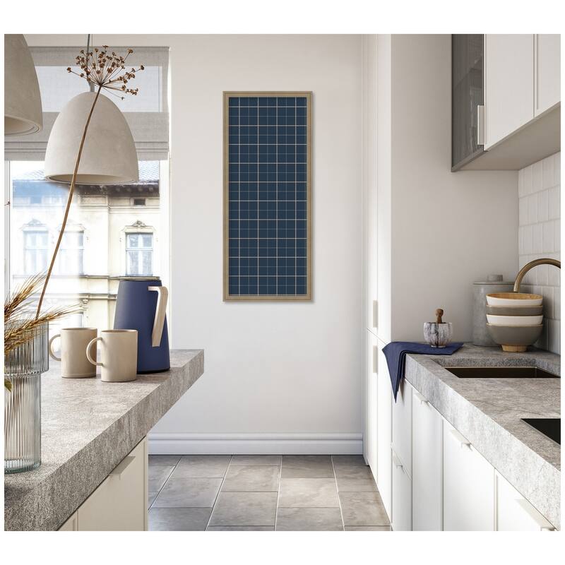 Kate and Laurel Framed Fabric Pinboard Navy Blue Plaid Wall Organization