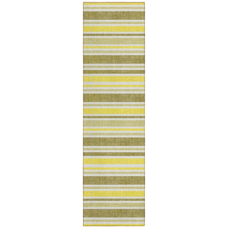 Machine Washable Indoor/ Outdoor Multi Cabana Stripe Chantille Rug