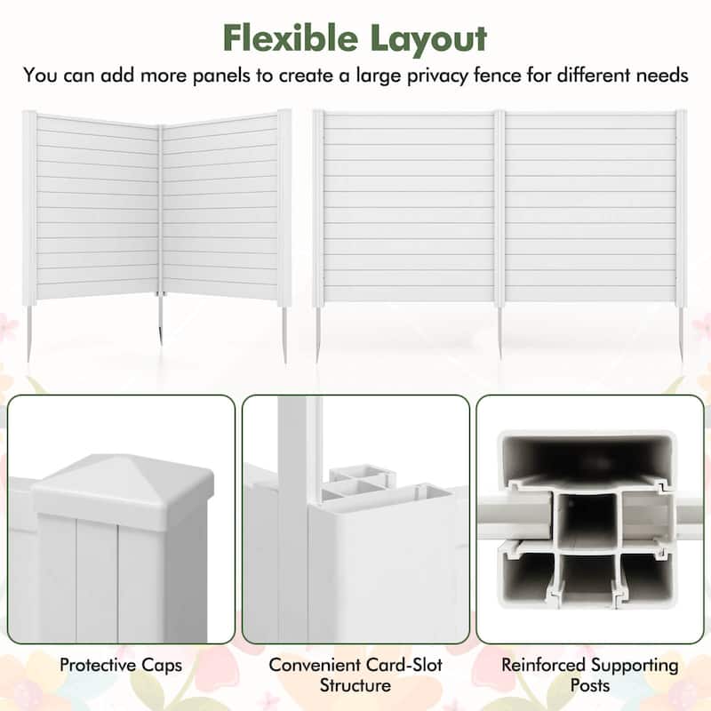 Costway Outdoor 48"L x 48"H PVC Privacy Fence Panels with Metal Ground - See Details