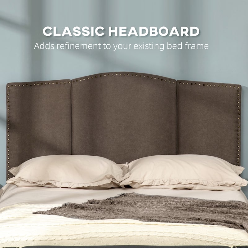 HOMCOM Upholstered Headboard, Bedhead Board with Nail Head Trim, Home Bedroom Decoration for 58.25'' Bed