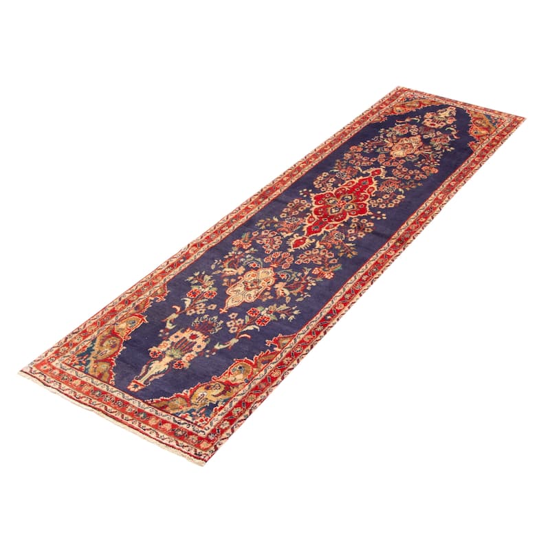 ECARPETGALLERY Hand-knotted Anadol Dark Navy Wool Rug - 2' 7" x 9' 5"