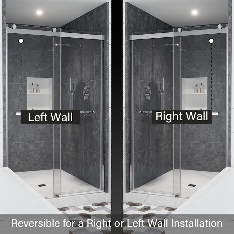 CASAINC 48"/60"W x 76"H Double Sliding Frameless Shower Door with Clear Glass