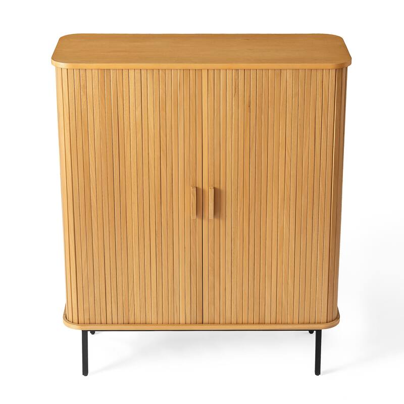 Ribbed Wood Storage Cabinet - 46"x39"