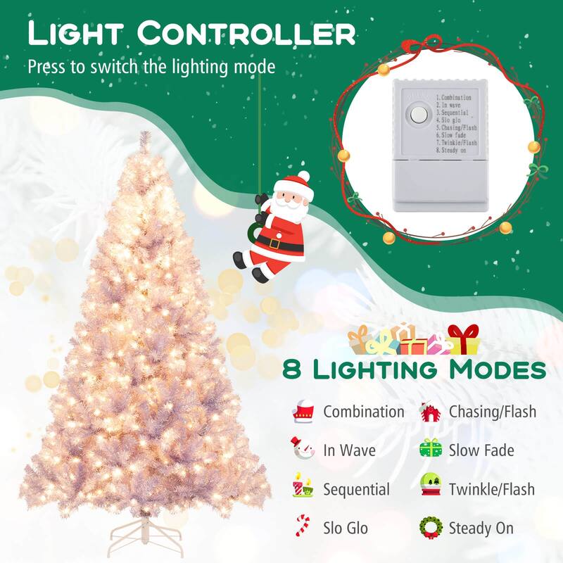 Costway 6.5 FT/7.5 FT Artificial Xmas Tree with 250/550 White LED - See Details