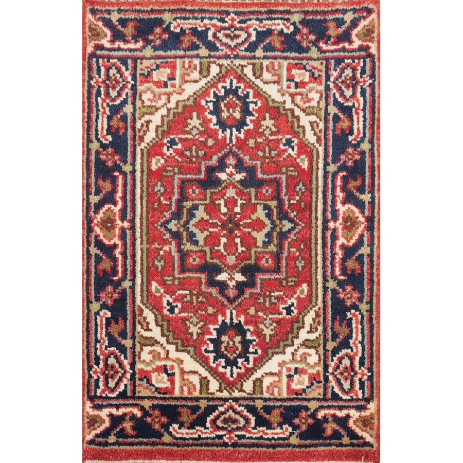 Hand Knotted Oriental 100% Wool Carpet Traditional Medallion Red Heriz (serapi) Area Rug - 3' 0'' X 2' 0''