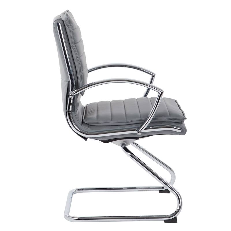 Guest Professional Faux Leather Chair with Chrome Sled Base and Removable Sleeves