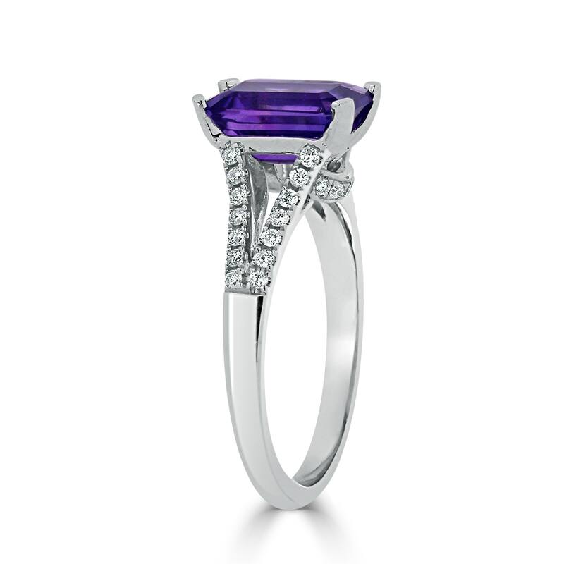 Auriya 1 1/4ct Fancy Emerald-cut Purple Amethyst and Diamond Engagement Ring 1/4ctw 14k Gold