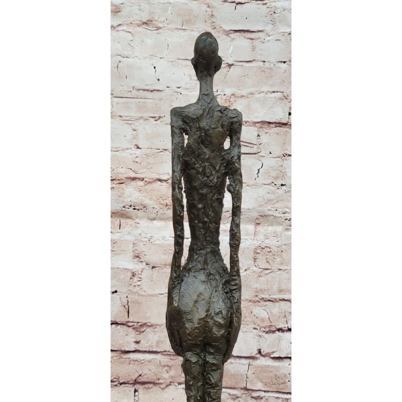 Woman Of Venice After Alberto Giacometti - Bronze Sculpture Statue Stick Figure On Marble Base