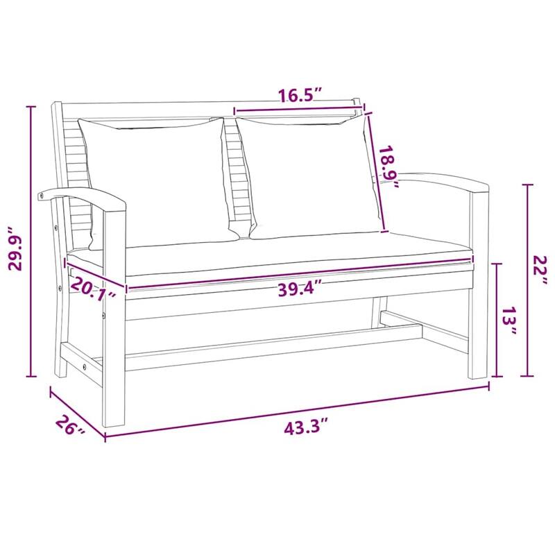 vidaXL Garden Sofa Set Natural Solid teak wood - 37 x 18 x 16
