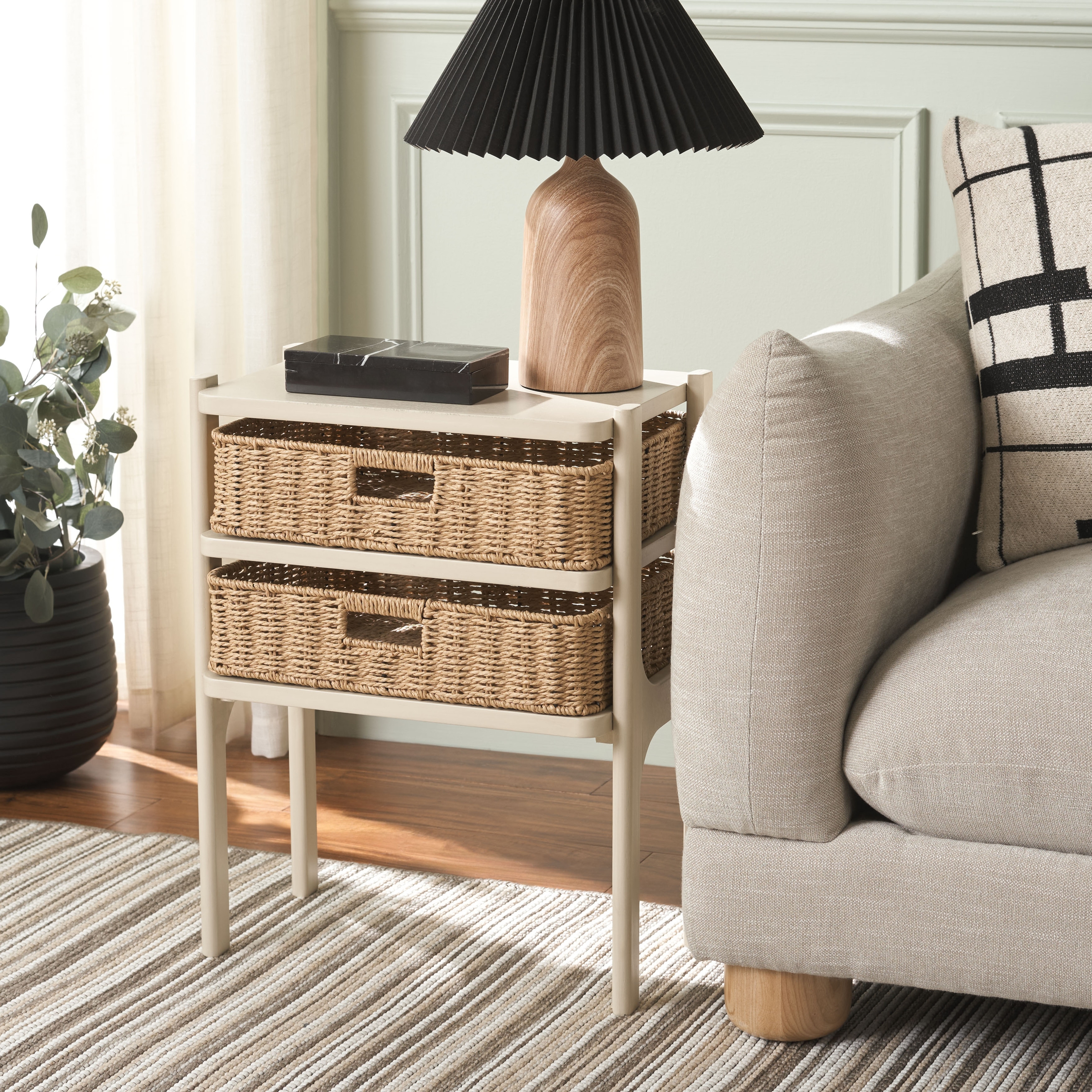SAFAVIEH Rozalyn Two Scandinavian Pine Accent Table, Fully Assembled - 18"W x 12"D x 23"H