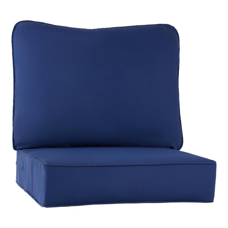 Outdoor 2-Piece Reversible Deep Seat Cushion Set (Cushions Only) - Marine Blue