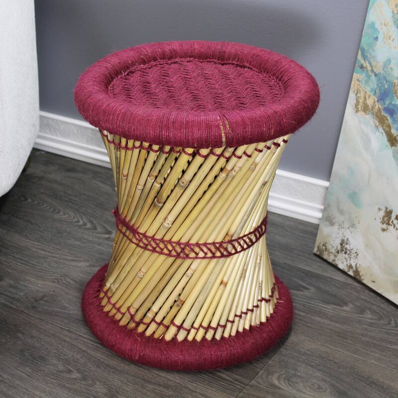 Natural Geo Moray Decorative Handwoven Jute Accent Stool