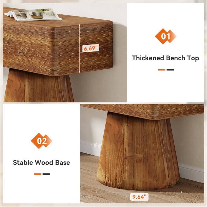 47" Solid Wood Entryway Shoe Bench, Farmhouse End of Bed Bench