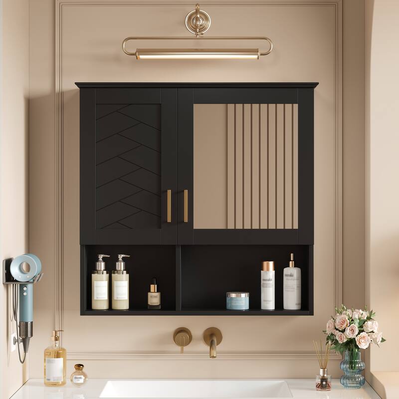 Roomfitters 30 Inch 2-in-1 Wall Mount Medicine Cabinet, Mirror Storage with Adjustable Shelves & Soft Close