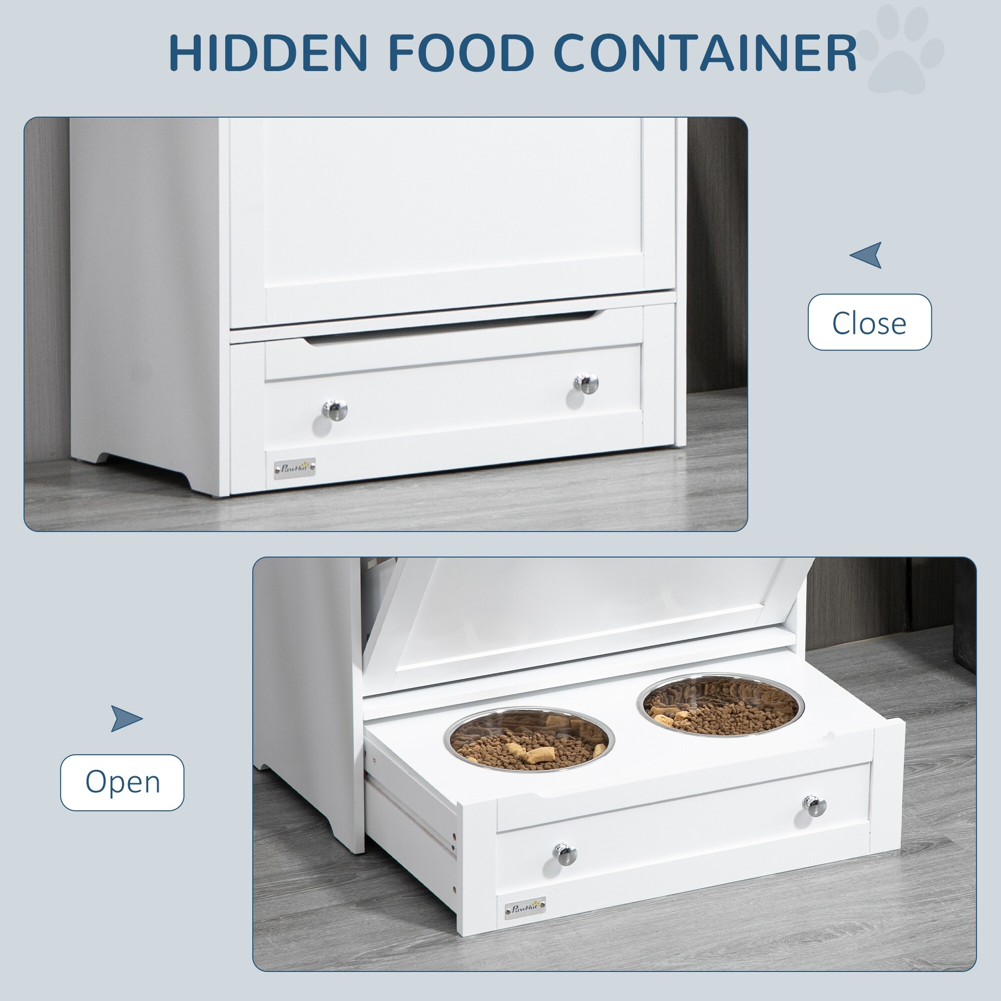 Dog food storage and feeder outlet
