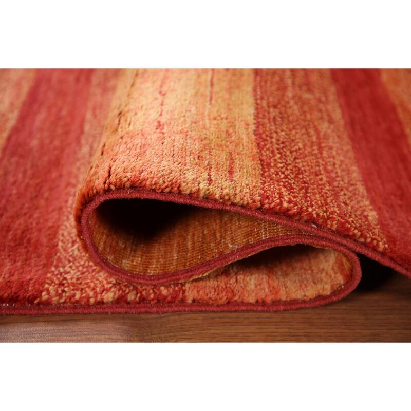 Striped Gabbeh Kashkoli Area Rug Hand-knotted Wool Carpet - 4'6" x 6'2"