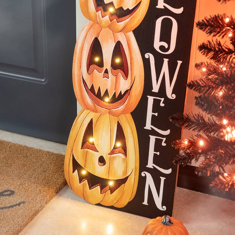 Glitzhome 42"H Halloween Lighted Jack-O-Lantern Pumpkin Porch Decor with Timer