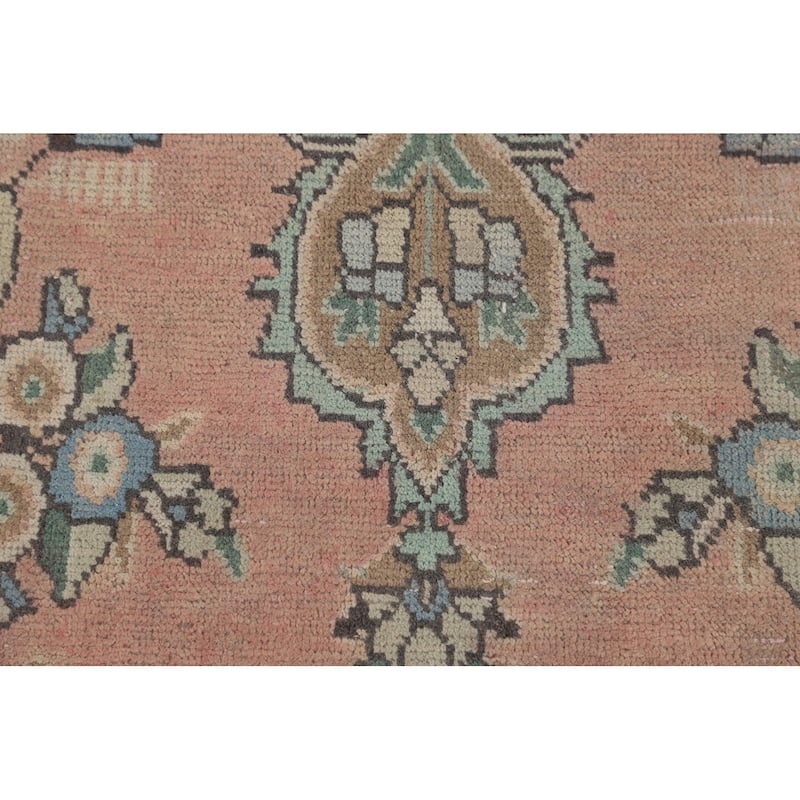 Distressed Pink Tabriz Persian Vintage Area Rug Handmade Wool Carpet - 6'6"x 9'8"