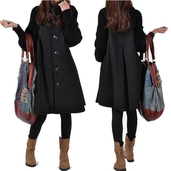 Shop Winter Women S Fashion Casual Bat Coat Women Loose Cotton