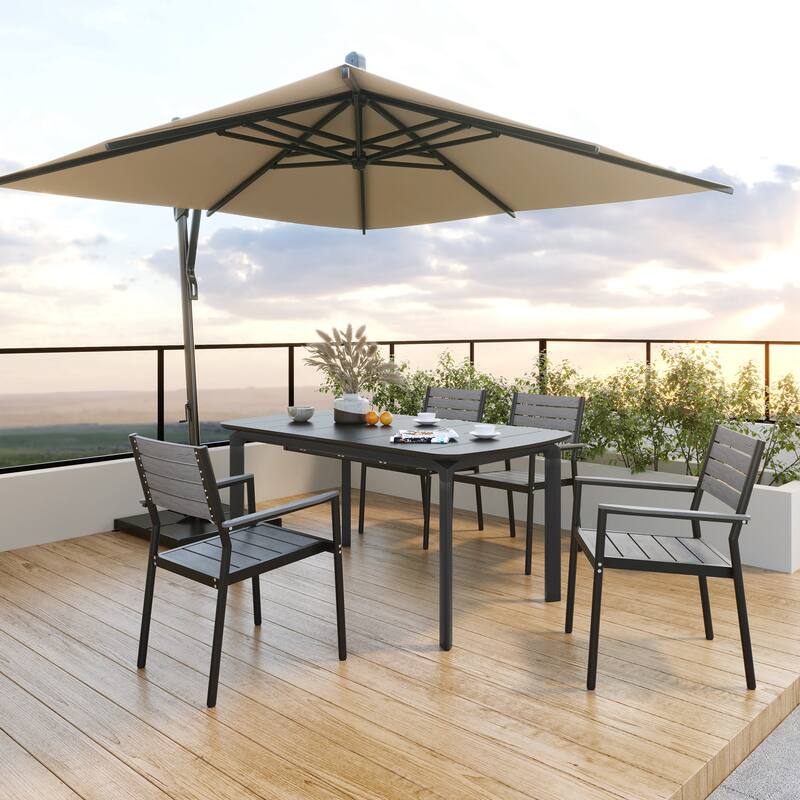 Pellebant Outdoor Aluminum Expandable Patio Dining Table Extension Table