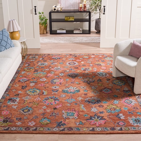 slide 2 of 16, SAFAVIEH Handmade Blossom Tatja French Country Floral Wool Rug