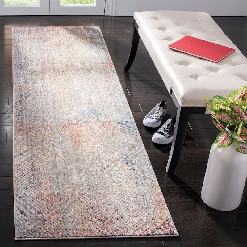 SAFAVIEH Monray Madlyn Modern Abstract Polyester Rug - 2'3" x 8' Runner - Grey/Gold