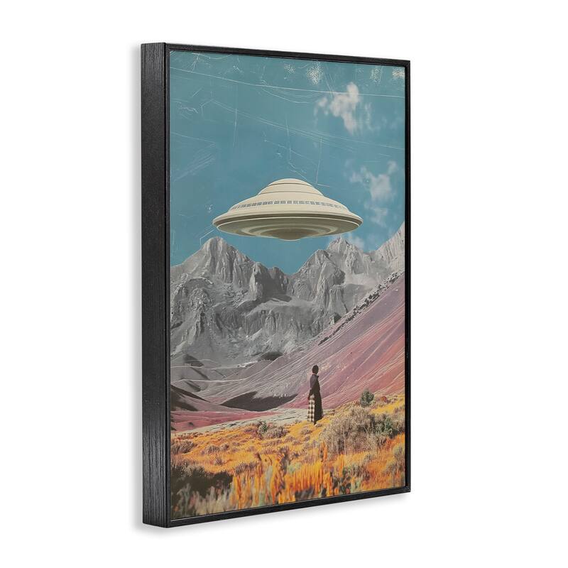 Stupell UFO over Mountain Valley Framed Giclee Art Design By Wumples
