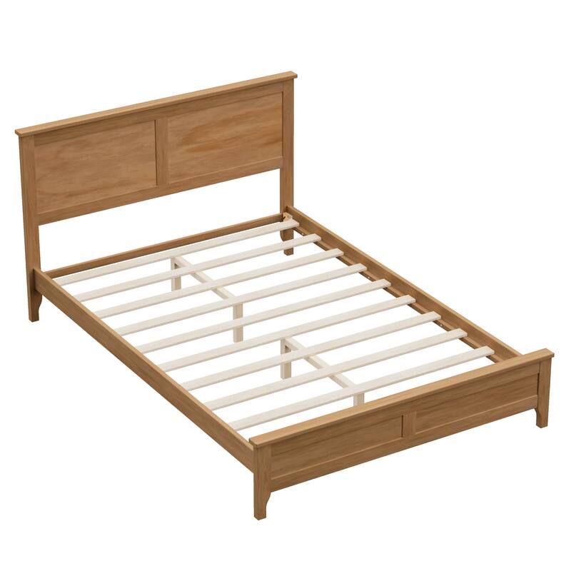 Solid Wood Full Size Platform Bed with Sturdy Wooden Slats, No Box Spring Needed, Seadrift Finish