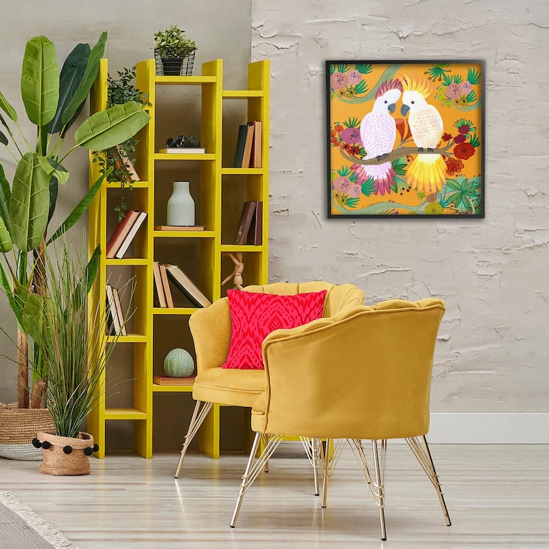 Stupell Bright Cockatoos & Foliage Framed Giclee Art Design By Kay Widdowson