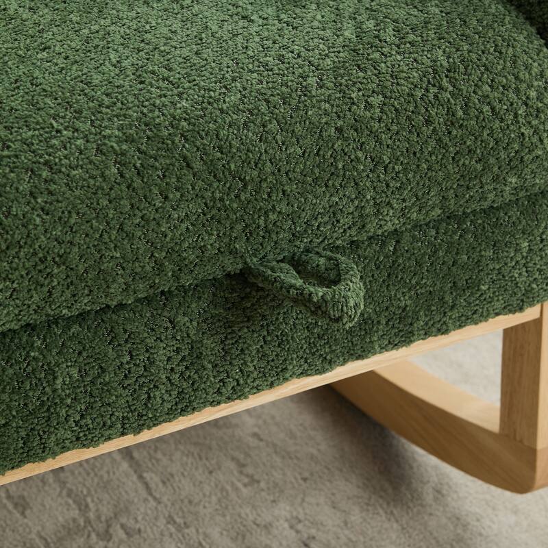 Boucle Rocking Chair with Retractable Footrest and Side Pockets