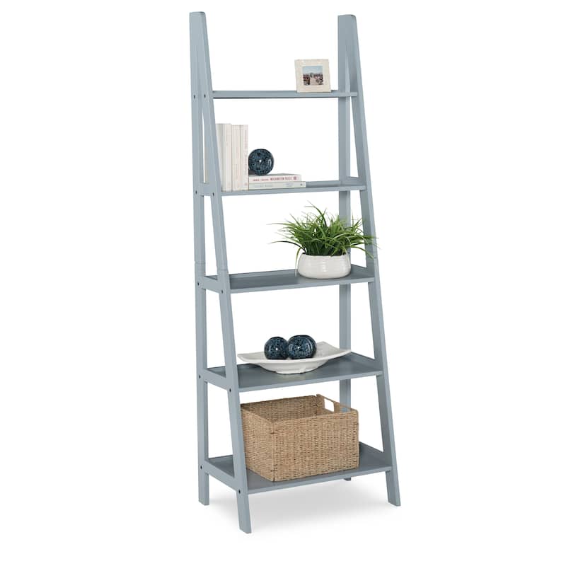 Freya 5-tier Ladder Bookshelf - Grey