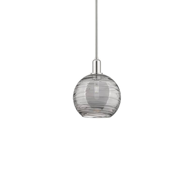 Innovations Lighting 716-1S-13-10 Athens Deco Swirl Pendant Athens - Polished Nickel / Light Smoke Deco Swirl