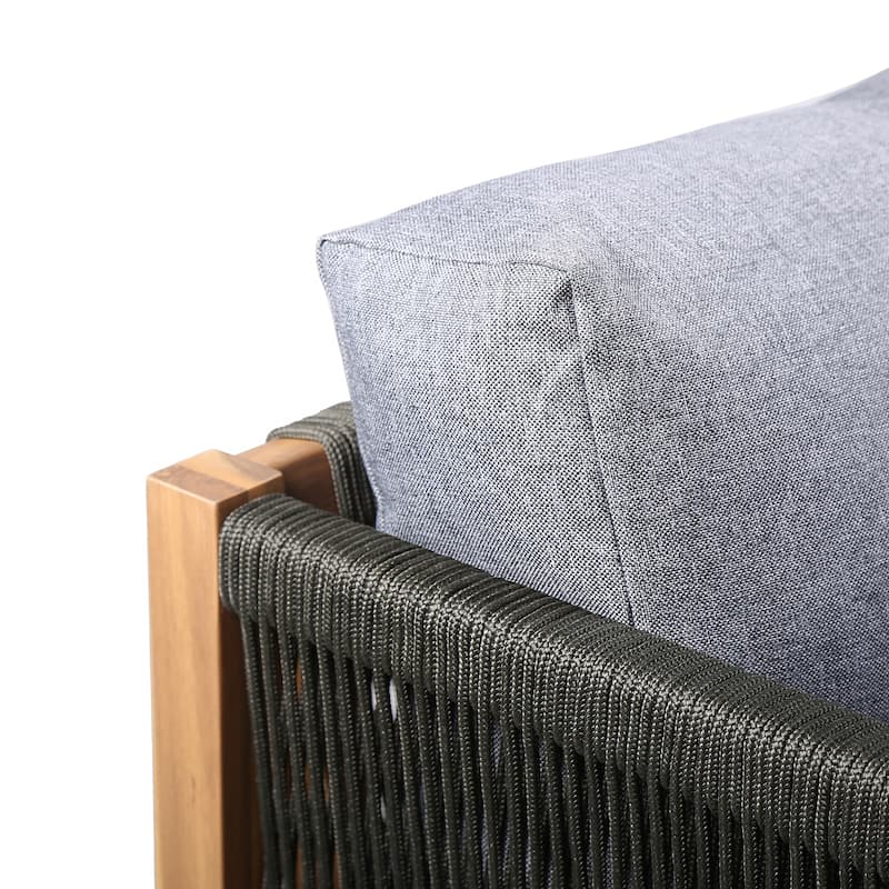 Sienna Eucalyptus Solid Wood and Rope 81" All Weather Patio Outdoor Sofa