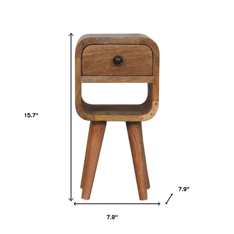 HomeRoots 16" Oak Solid Wood Square One Drawer Nightstand