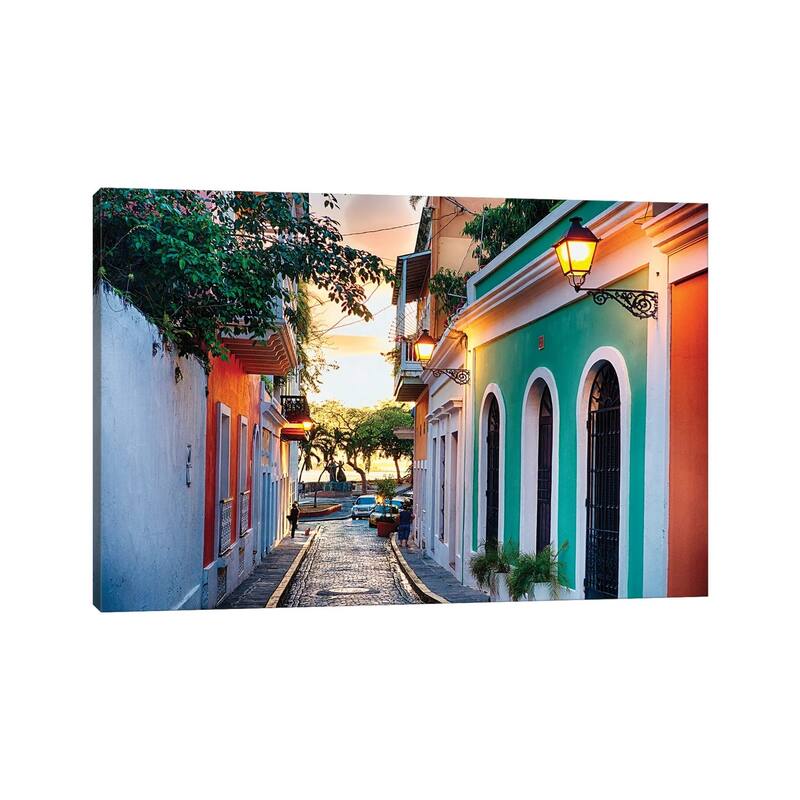 iCanvas "Old San Juan Street In Sunset Glow, Puerto Rico" by George Oze Canvas Print